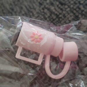 Light pink cup straw topper New